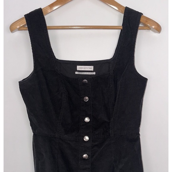 Urban Outfitters Women's Black Button Front Corduroy mini Dress Size 8 - Picture 1 of 6